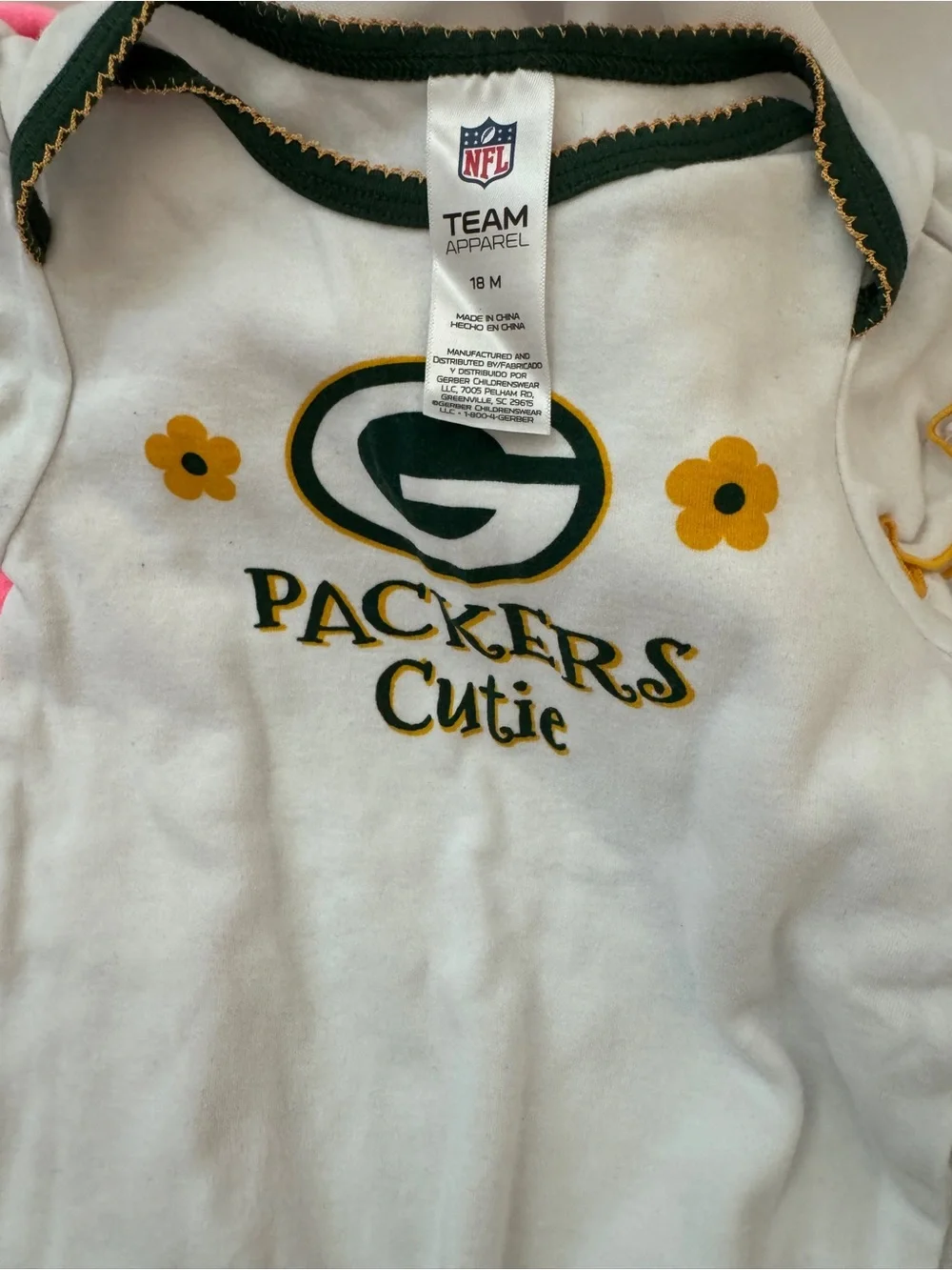 NFL Baby Girl Bodysuit Set - Green, Pink, White Packers